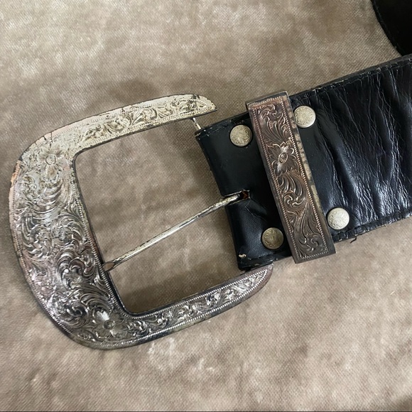 Vtg. Al Beres Leather Large Buckle Western Belt ?31 main image 4